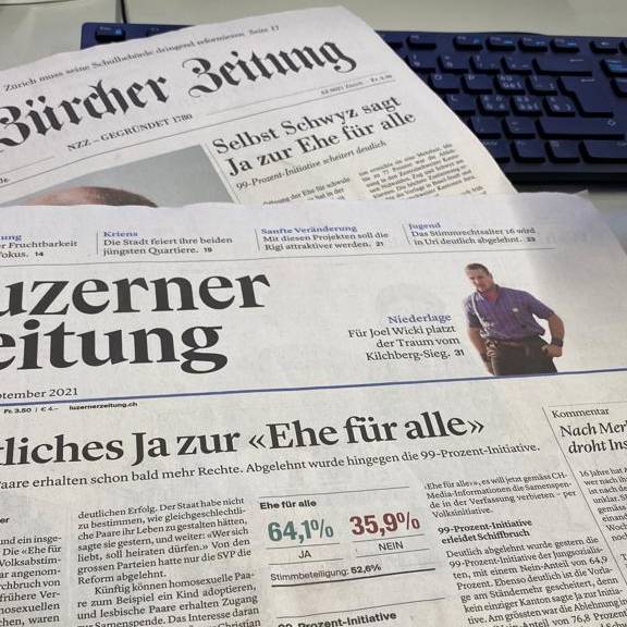 Schweizer Medien jubeln über Ja zur «Ehe für alle»
