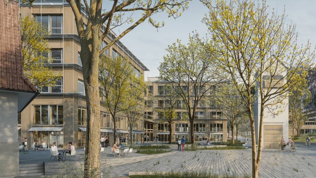 Der neue Campus in Chur soll für 178 Millionen Franken die fünf Standorte und neun Gebäude der Fachhochschule Graubünden unter einem Dach vereinen. (Visualisierung)