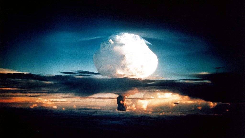 US-Atombombentest auf einem Atoll der Marshall-Inseln im Jahr 1952.