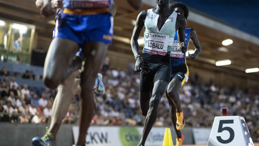 Die Rundbahn auf der Leichtathletikanlage Allmend in Luzern muss erneuert werden, damit weiterhin internationale Wettkämpfe, wie hier das 3000-Meter-Rennen der Männer 2023, stattfinden können. (Archivaufnahme)