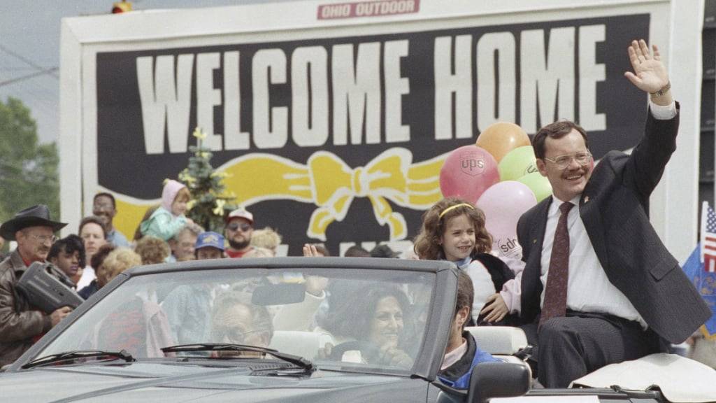 Terry Anderson (rechts) wurde nach seiner Freilassung 1992 in den USA empfangen. (Archivbild)