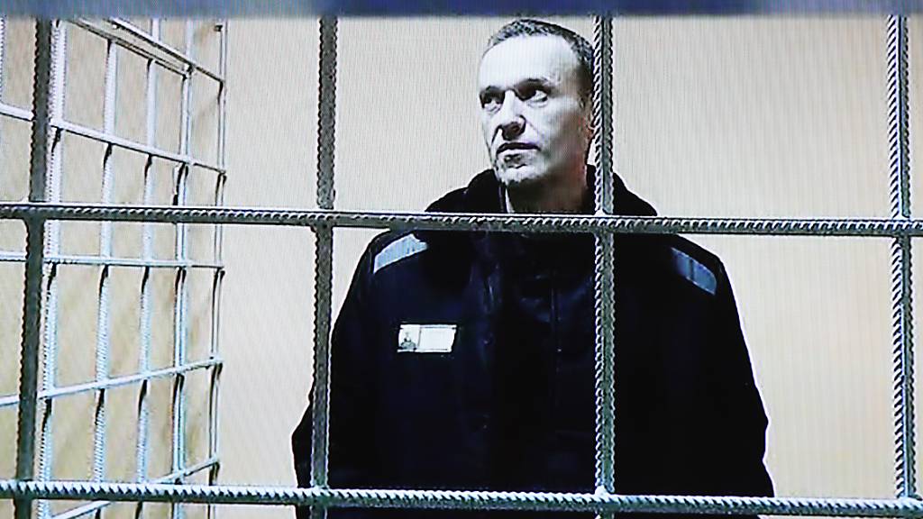 ARCHIV - Alexej Nawalny, Oppositionspolitiker aus Russland, ist während einer Gerichtsverhandlung per Video aus einem Gefängnis zugeschaltet. Foto: Evgeny Feldman/Meduza/AP/dpa