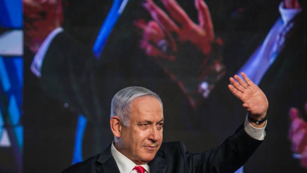 Israels Ministerpräsident Benjamin Netanjahu nach den Parlamentswahlen in Israel. Foto: Noam Moskowitz/dpa