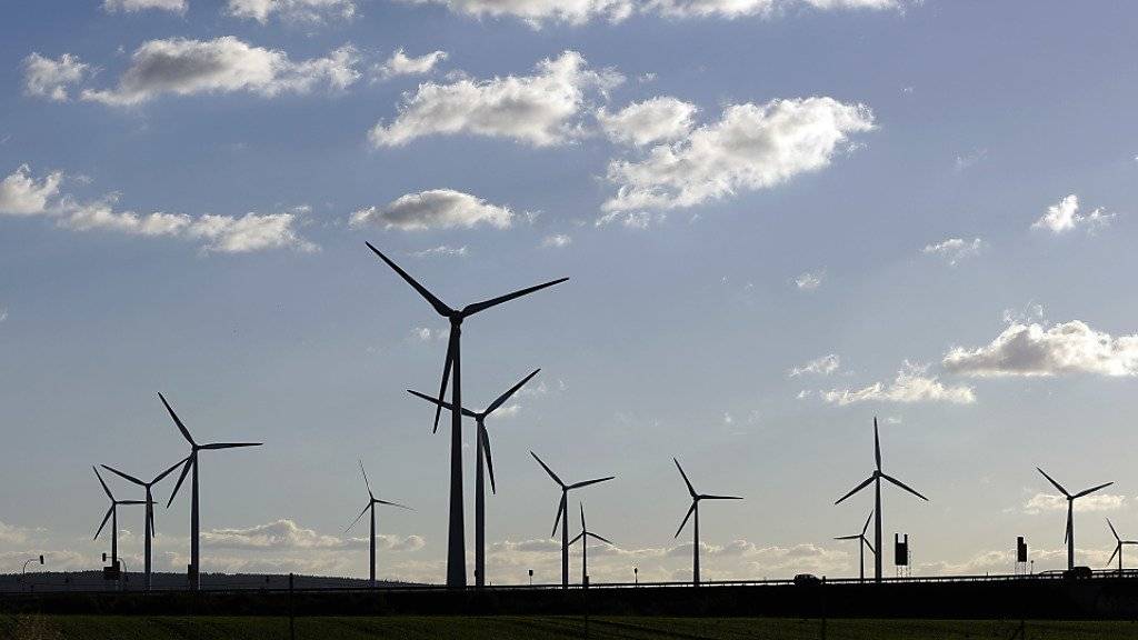 In Deutschland haben im ersten Halbjahr Windturbinen und Photovoltaikanlagen mehr Strom geliefert als Kohlekraftwerke. (Archivbild: Windturbinen in der Nähe von Halle)
