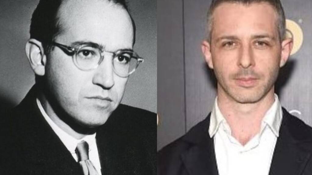 Eine gewisse physiognomische Ähnlichkeit ist nicht von der Hand zu weisen: Jonas Salk, der Entwickler der Polio-Impfung (l) und der Schauspieler Jeremy Strong (r), der ihn im Film spielen soll (Keystone/imdb)