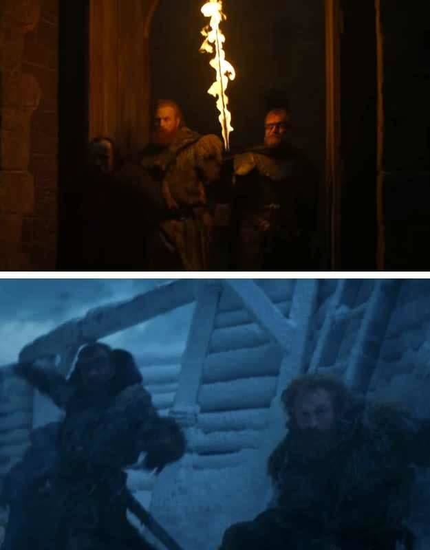 Tormund und Dondarrion überleben den Angriff der weissen Wanderer. (Bild: Screenshot/HBO)