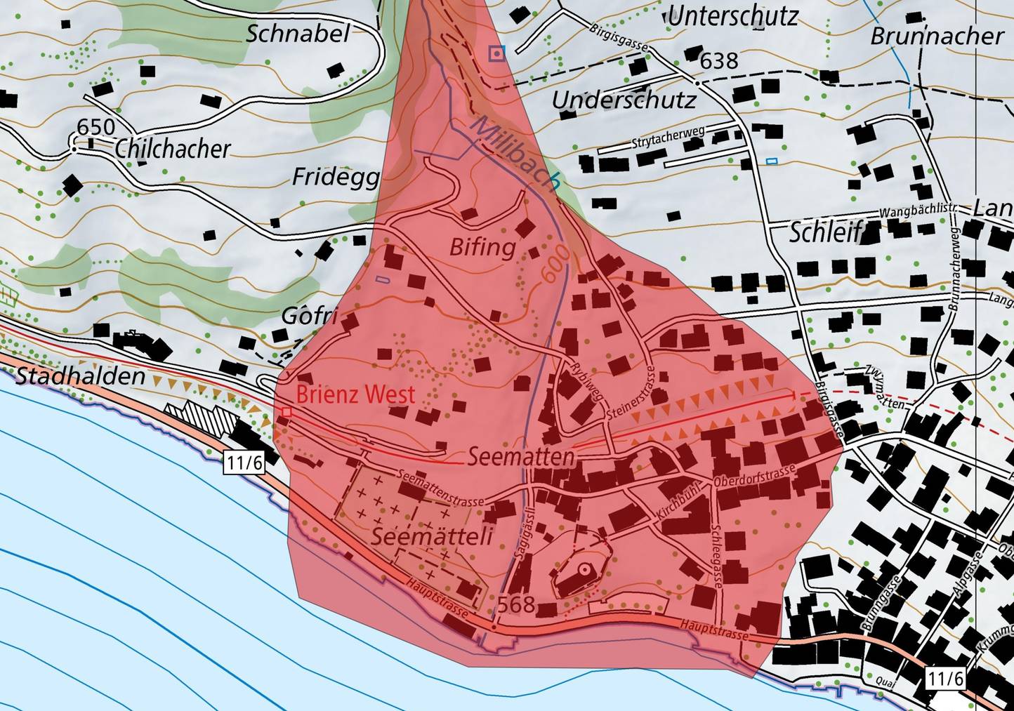 Dieses Gebiet bleibt in Brienz aktuell gesperrt.