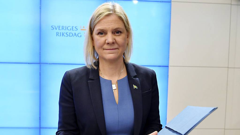 Magdalena Andersson während einer Pressekonferenz nach der Ernennung zur neuen schwedischen Ministerpräsidentin. Foto: Erik Simander/TT News Agency/AP/dpa