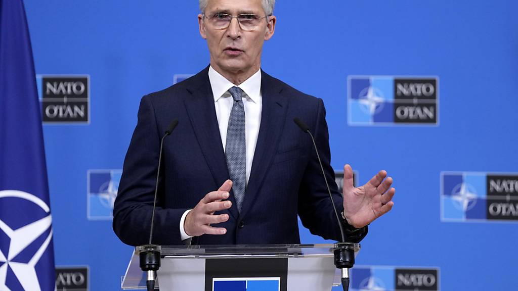 Jens Stoltenberg, Generalsekretär der NATO, spricht bei einer Medienkonferenz im NATO-Hauptquartier. Foto: Virginia Mayo/AP/dpa