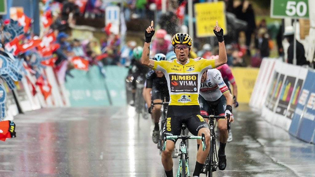 Leader Primoz Roglic gewinnt im Regen die verkürzte 4. Etappe der Tour de Romandie, die mit einer Bergankunft im Wallis zu Ende ging