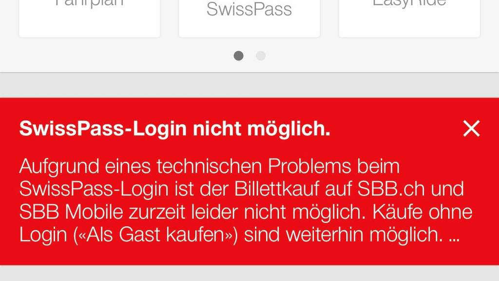 SBB-App fiel für mehrere Stunden aus