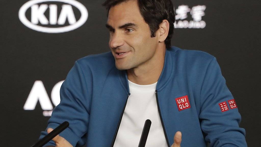 Gut gelaunt und bereit für den Start des Australian Open: Roger Federer in Melbourne
