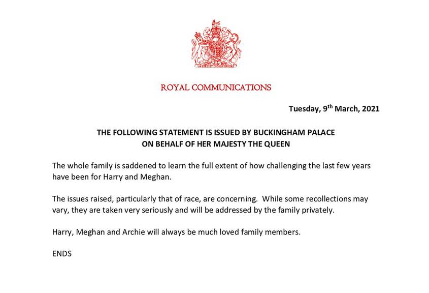 Offizielles Statement des britischen Königshauses