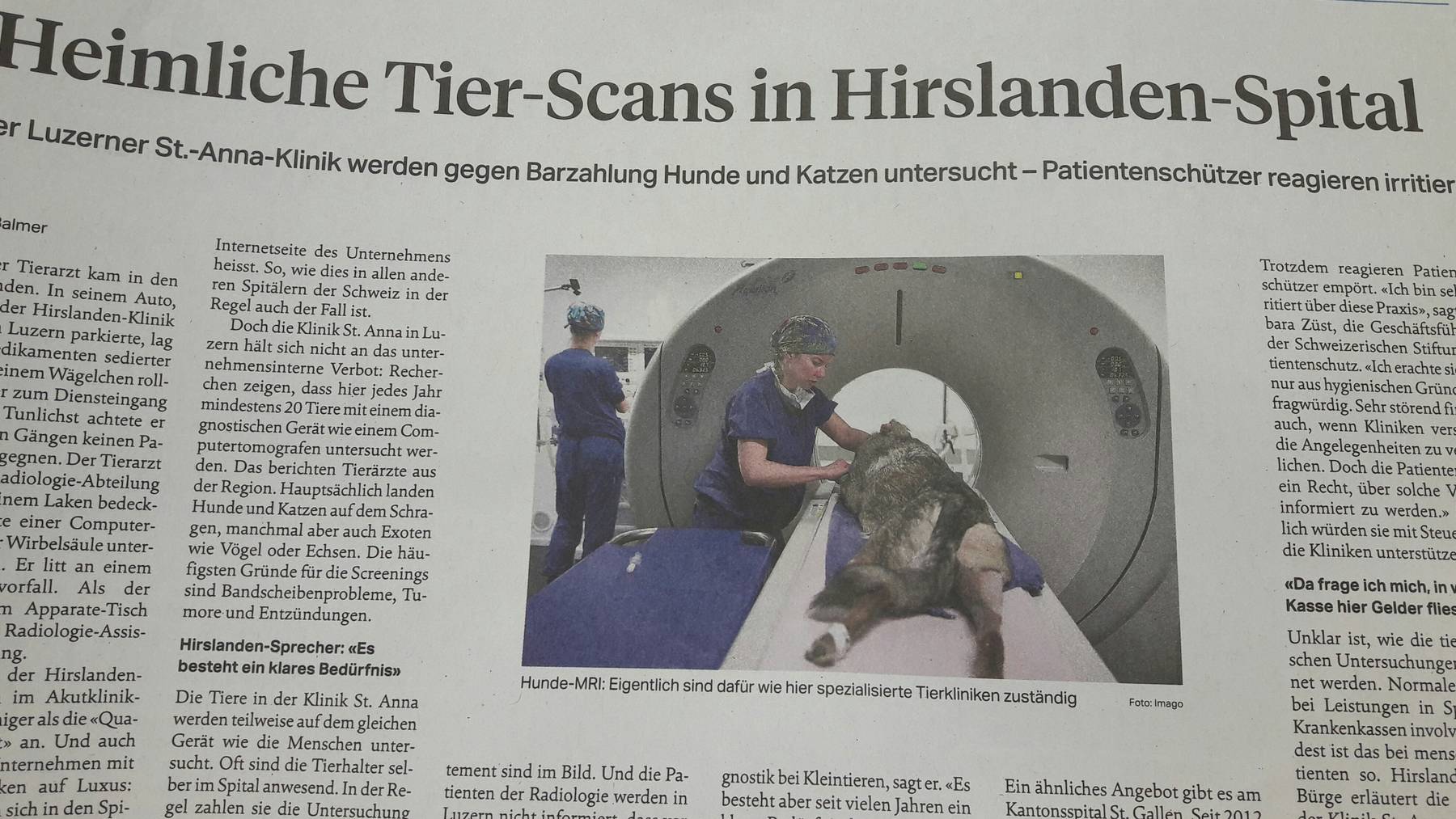 Luzern: St. Anna scannt nach Betriebschluss Tiere