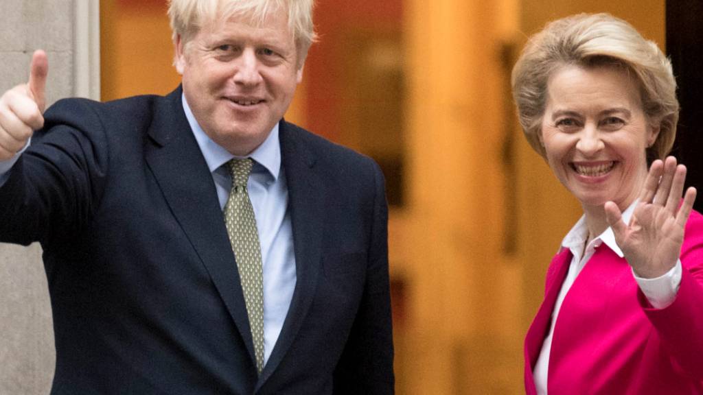 ARCHIV - Boris Johnson und Ursula von der Leyen treffen sich in der Downing Street. Foto: Stefan Rousseau/PA Wire/dpa/Archiv