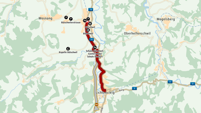 Stau wegen Baustelle bei Bütschwil