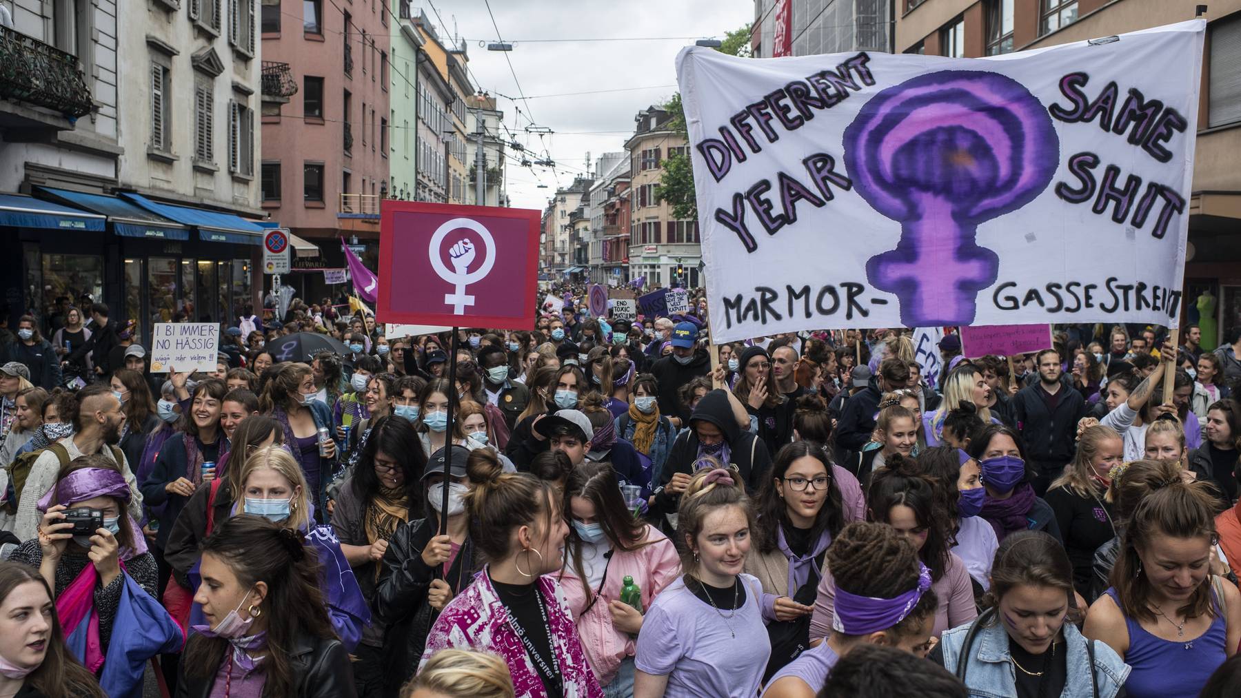 Demonstration zum Jahrestag des Frauenstreiks in Zürich vom vergangenen Sonntag.