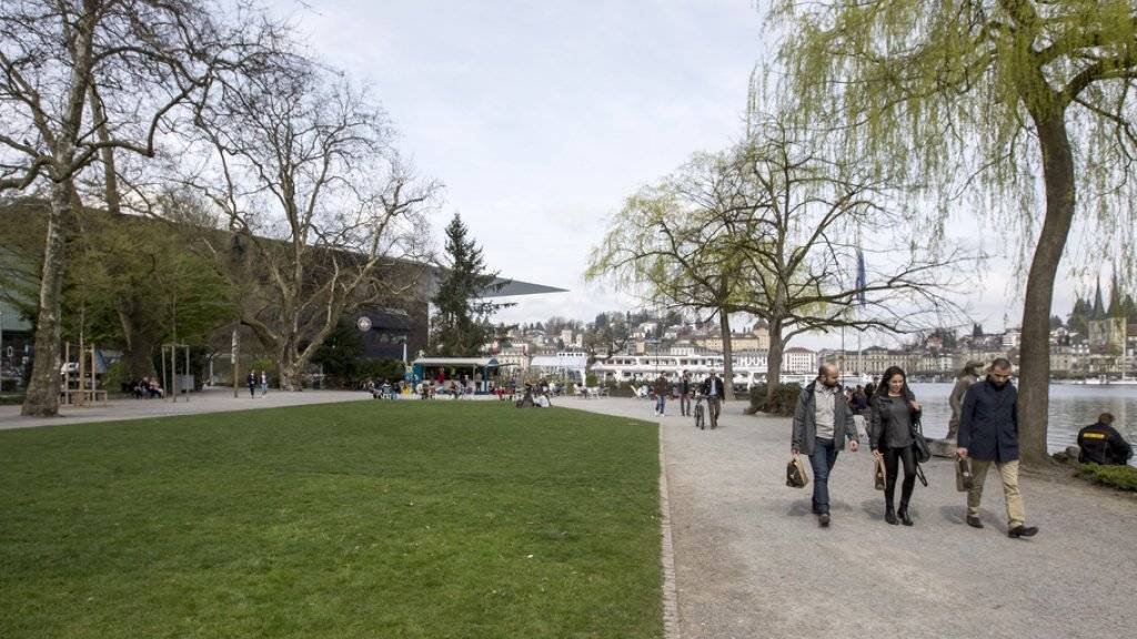 Das Inseli in Luzern mit dem KKL im Hintergrund. Hier soll das Neue Theater Luzern / Salle Modulable entstehen (Archiv)