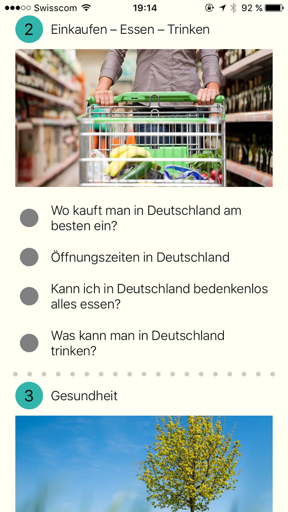 Screenshot der App «Ankommen»/BAMF