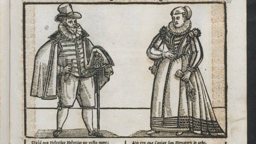 Das Trachtenbuch von Georg Straub enthält unter anderem eine Darstellung eines St. Galler Kaufmanns und seiner Frau.