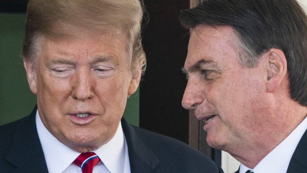 Der Bewunderer und sein Vorbild: Brasiliens Präsident Bolsonaro (rechts) bei seinem Gastgeber Trump vor dem Weissen Haus in Washington.