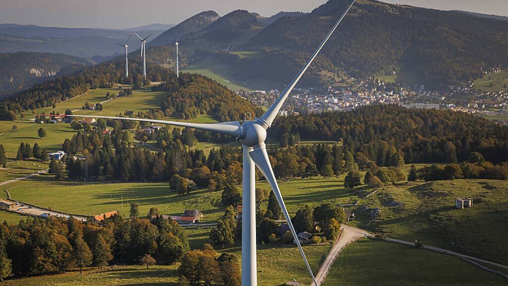 Die Windkraftanlage in Sainte-Croix VD. (Archivaufnahme)