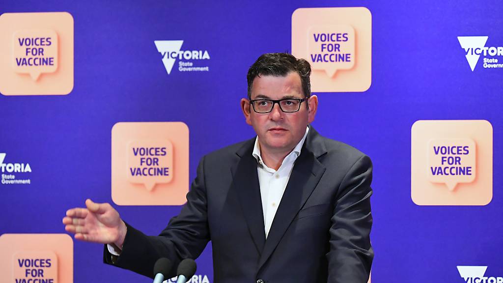 Daniel Andrews, Regionalpremier vom australischen Bundesstaat Victoria spricht während einer Pressekonferenz.