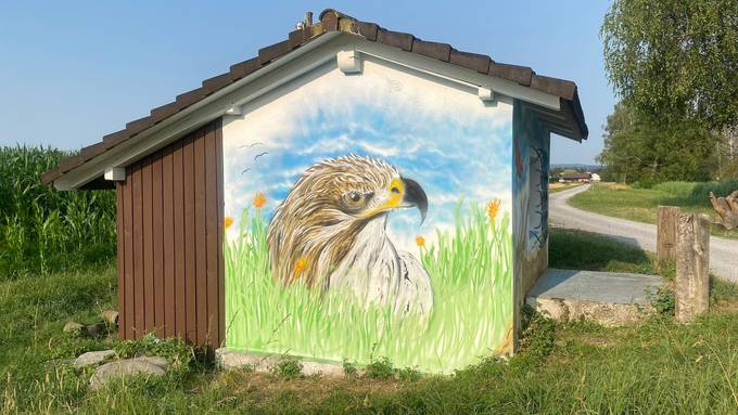 Raubvogel am Pumpenhäuschen soll Graffiti-Sprayer abschrecken