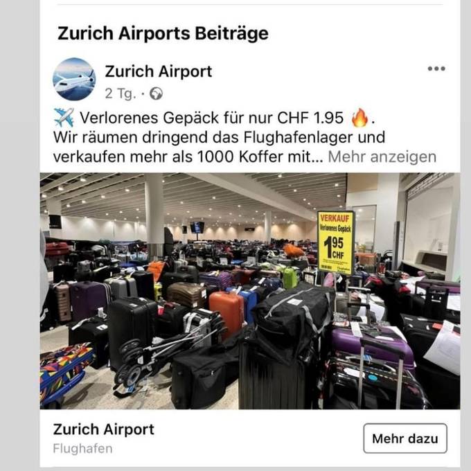 Flughafen Zürich kämpft gegen gefälschte Facebook-Profile