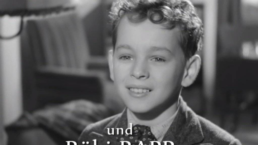 Der heute 87-jährige Röbi Rapp im Abspann des Films «Das Menschlein Matthias» aus dem Jahr 1941. Er wird persönlich anwesend sein, wenn am 5. Oktober im Rahmen des Zurich Film Festivals die restaurierte Fassung des Films gezeigt wird. (Screenshot Trailer)