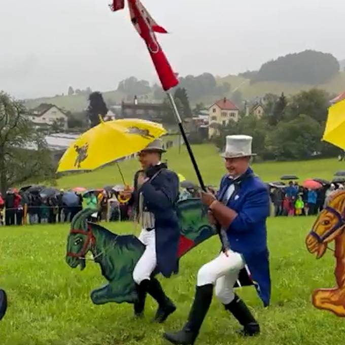 So sieht es aus, wenn Zünfter mit Steckenpferden um den Böögg reiten