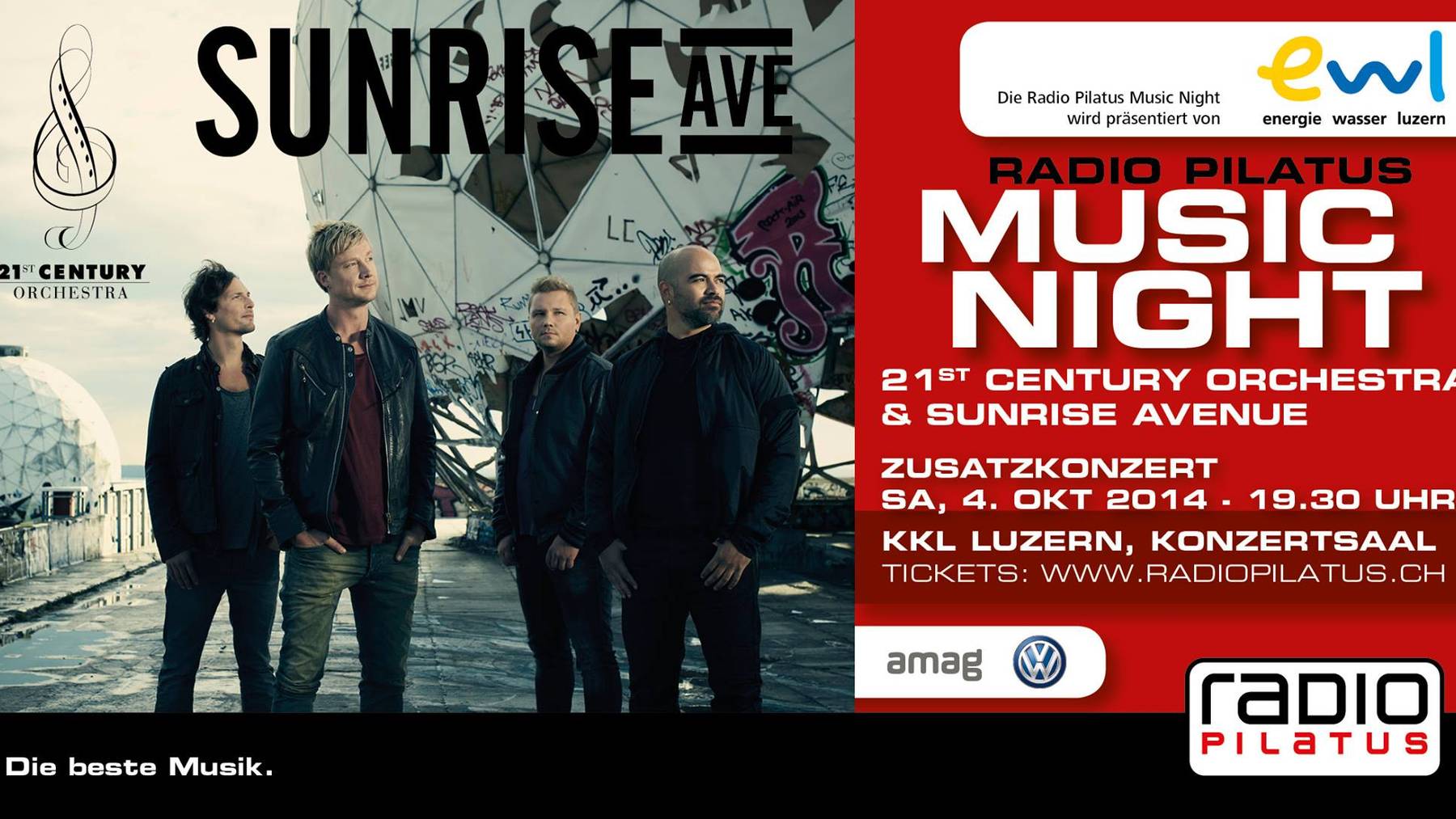 Sunrise Avenue & 21st Century Orchestra: Weitere Tickets erhältlich