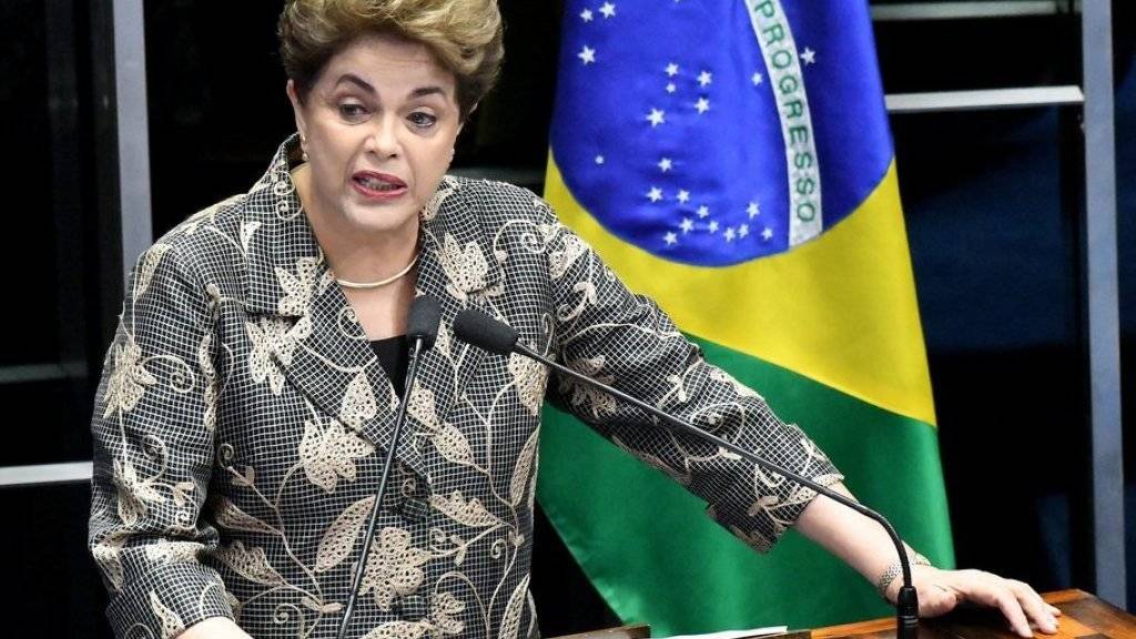 Dilma Rousseff am Montag bei ihrer Rede vor dem Senat.