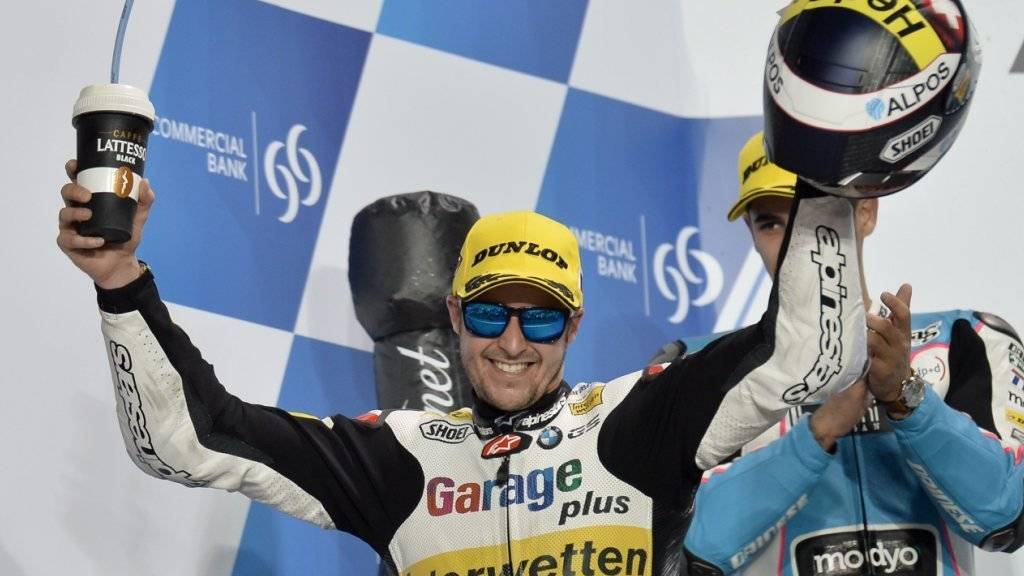 Wie zum Saisonauftakt in Katar durfte Tom Lüthi auch in Silverstone über seinen Sieg jubeln