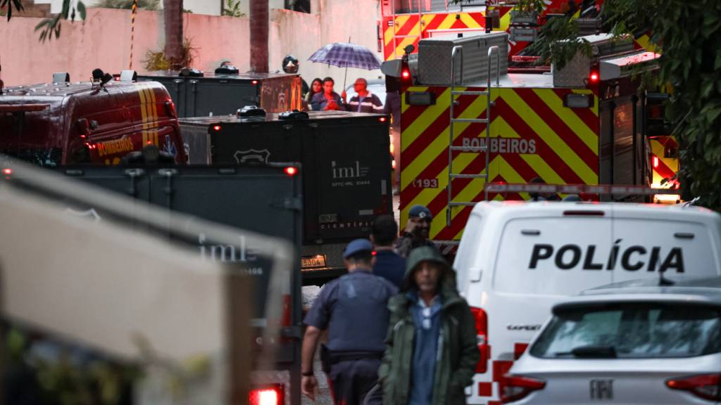 Rettungskräfte sind im Einsatz, nachdem ein Fluzeug abgestürzt ist. Foto: Allison Sales/dpa