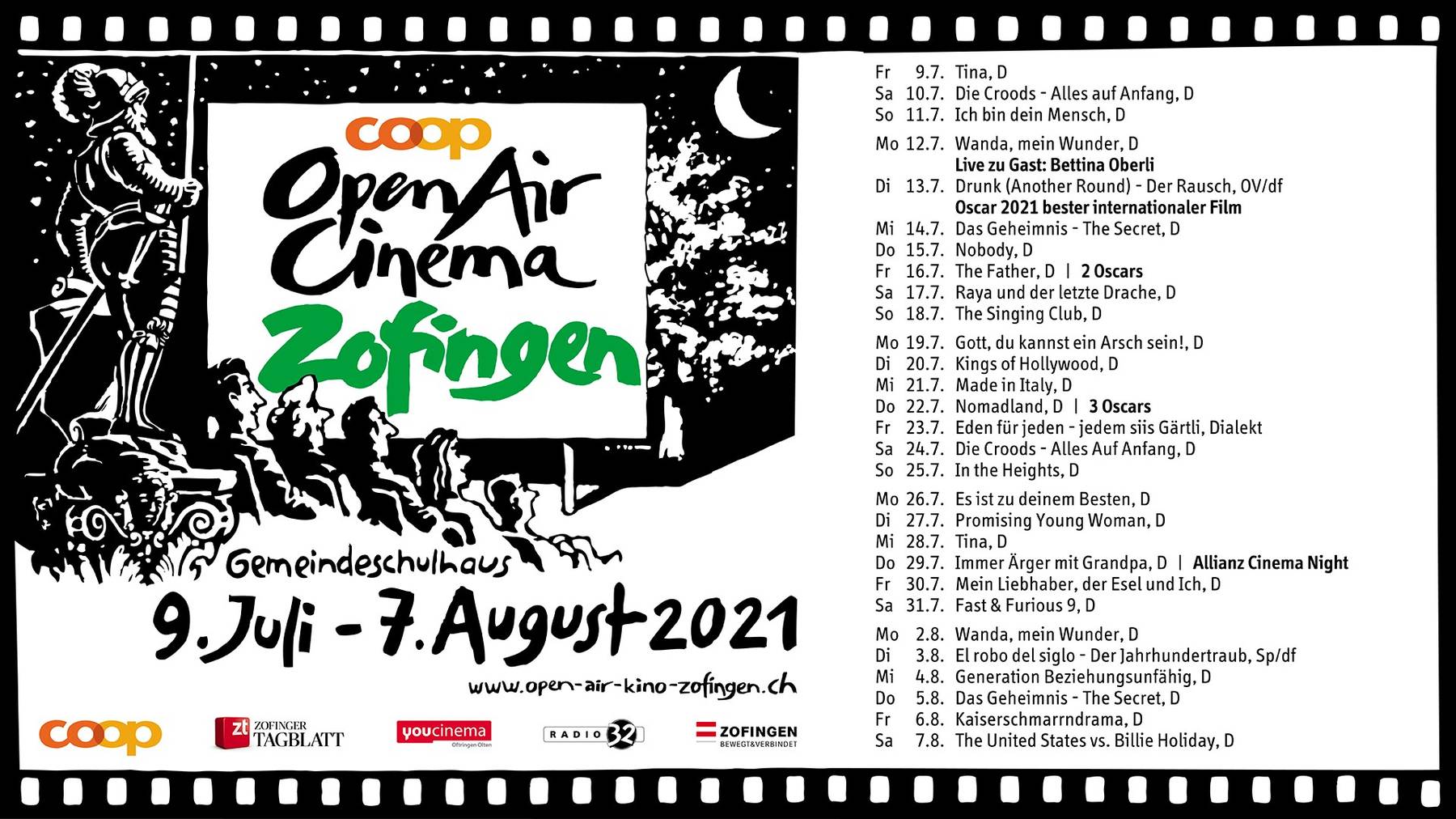 Programm Open Air Cinema Zofingen