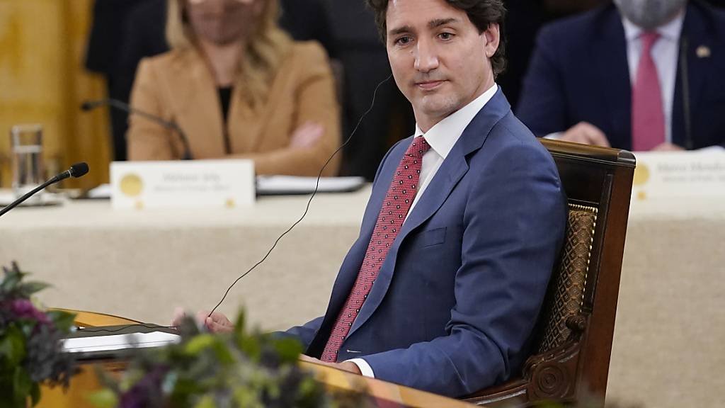 Justin Trudeau, Premierminister von Kanada, im Weißen Haus. (Archivbild) Foto: Susan Walsh/AP/dpa