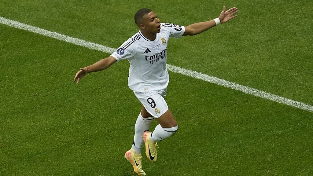 Kylian Mbappé kann beim ersten Spiel für Real Madrid sogleich einen Treffer bejubeln