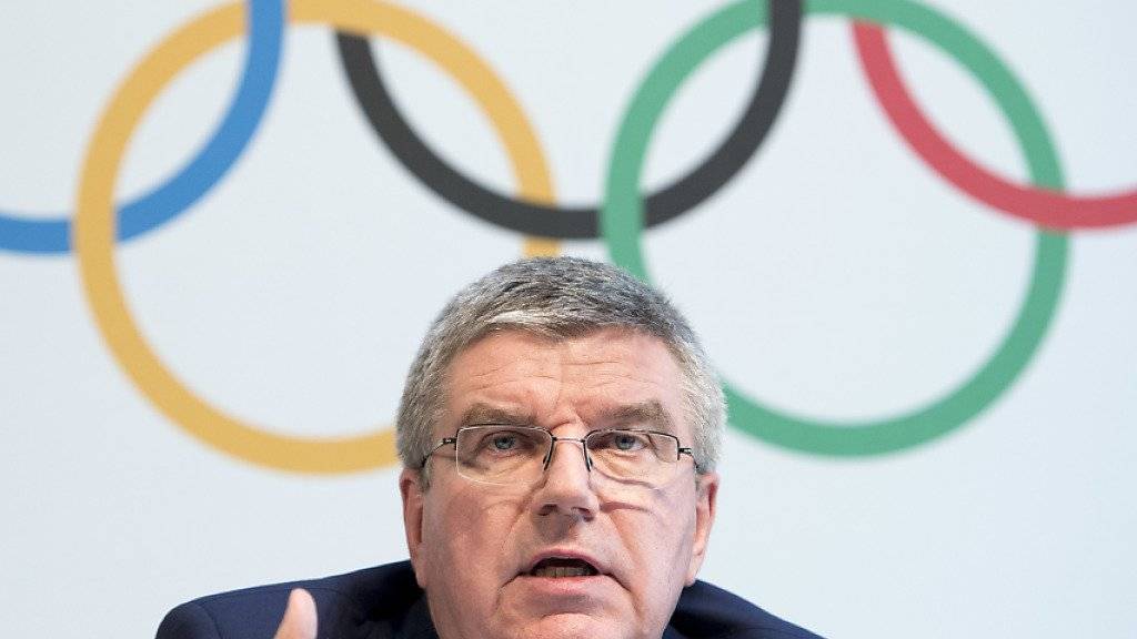 IOC-Präsident Thomas Bach spricht am Dienstag an einer Medienkonferenz in Lausanne
