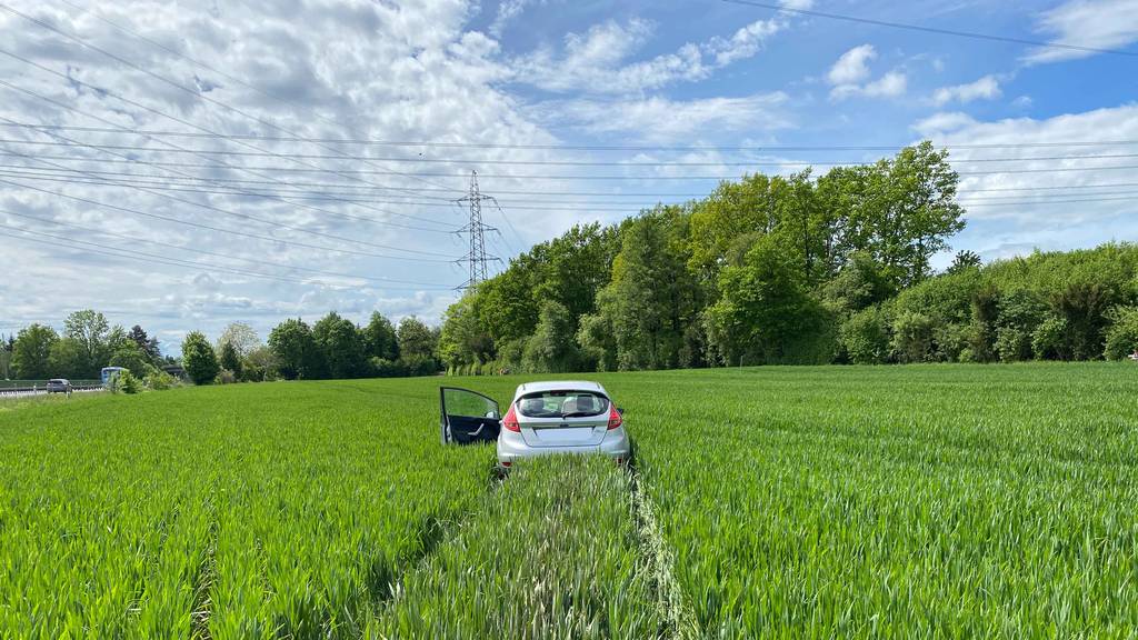 45-Jähriger landet mit seinem Auto in Baar in Wiese