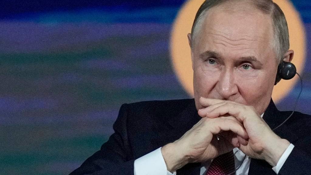 HANDOUT - Der russische Präsident Wladimir Putin nimmt an einer Plenarsitzung des Internationalen Wirtschaftsforums teil. Foto: Dmitri Lovetsky/AP/dpa