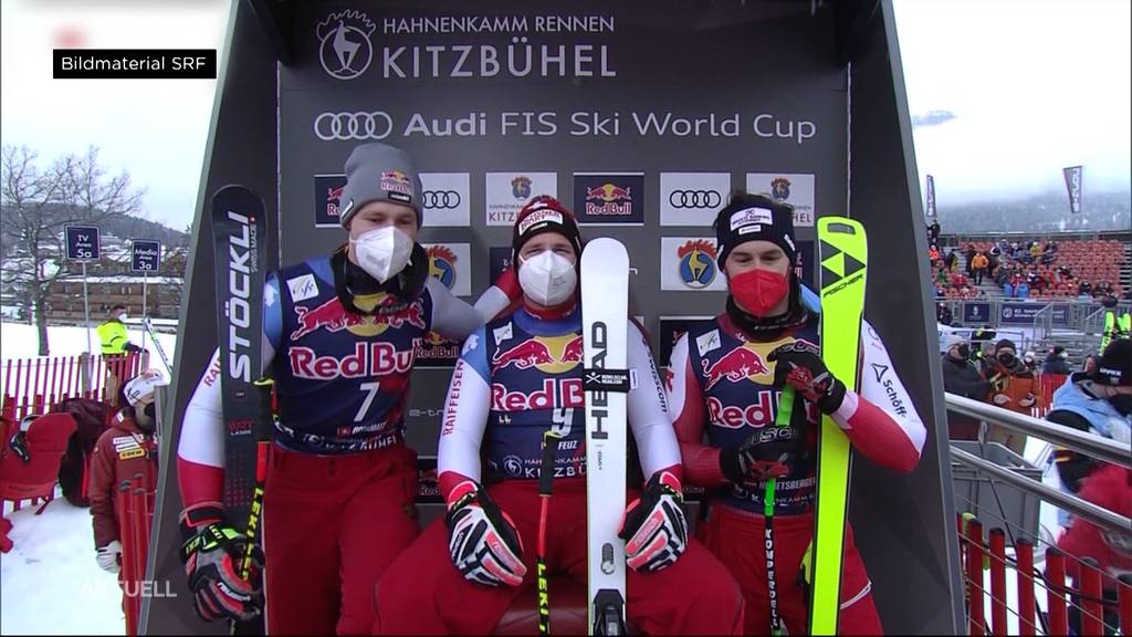 Doppelsieg beim Streif-Klassiker: Schweizer Duo Beat Feuz und Marco Odermatt jubelt in Kitzbühel