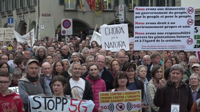 Demonstration gegen 5G-Mobilfunkstandard