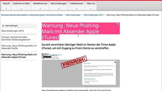 Gefähliche Pseudo-Apple-Mail im Umlauf