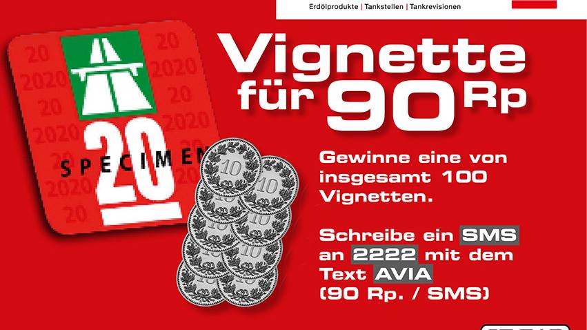 Gewinne die Vignette für 90 Rappen