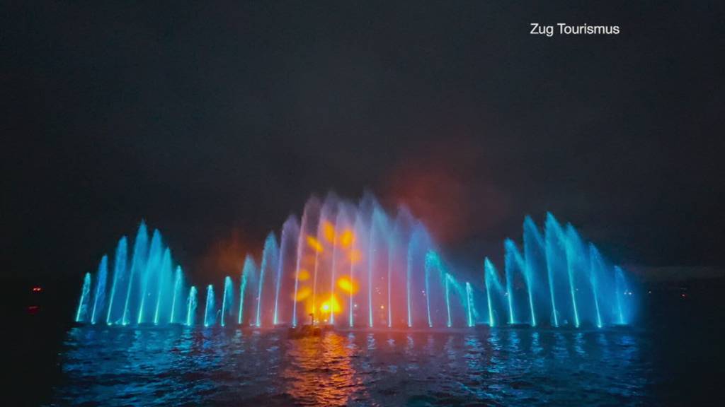 Ein Wasserspiel ersetzt das Feuerwerk in der Stadt Zug