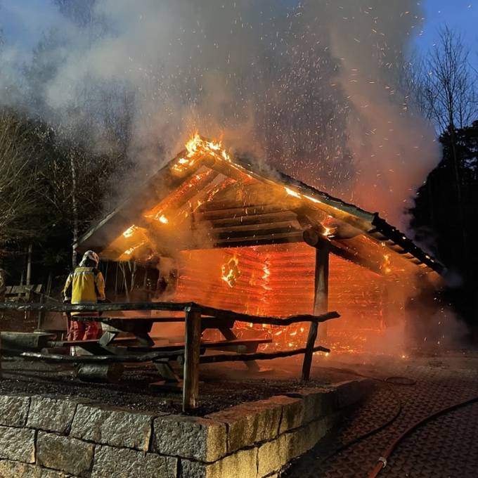 Waldhütte brennt nach Brandstiftung komplett nieder
