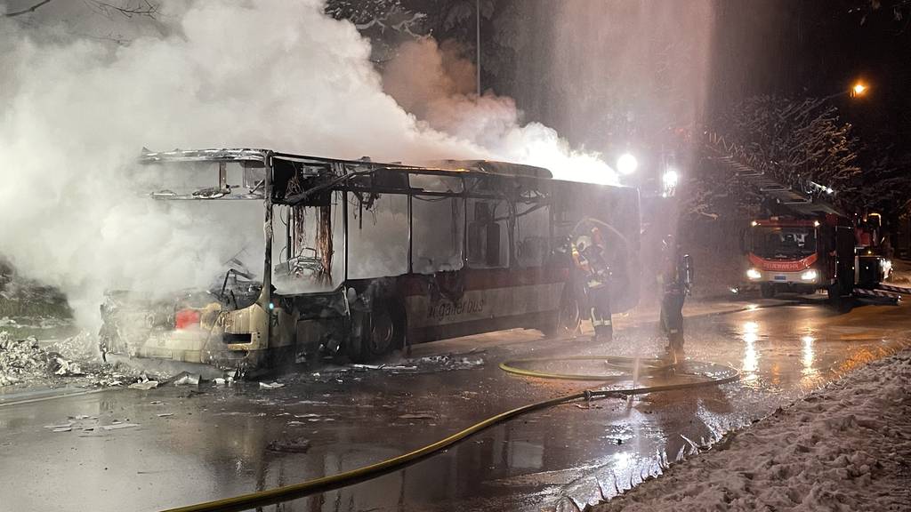 Bus geht in Flammen auf und brennt komplett aus
