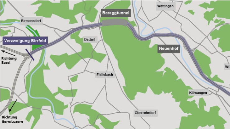 A1 Anschluss Dietikon bis Verzweigung Birrfeld