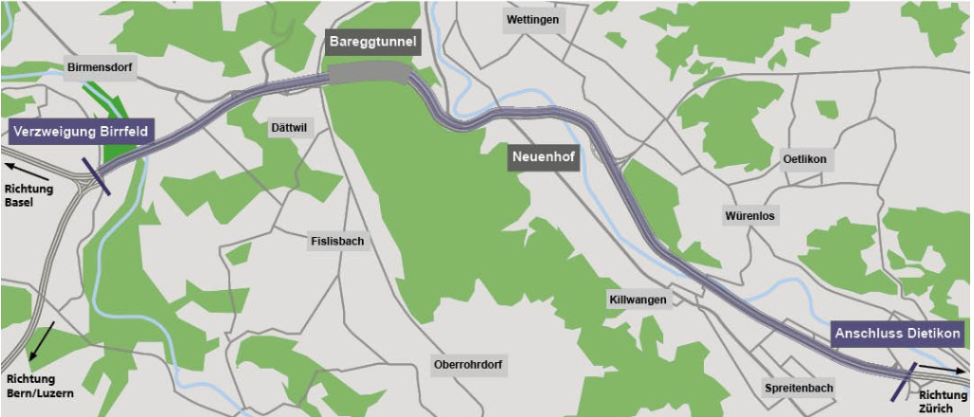 A1 Anschluss Dietikon bis Verzweigung Birrfeld